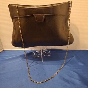 Mardane Vintage Classic Brown Leather Shoulder Bag with Gold Chain